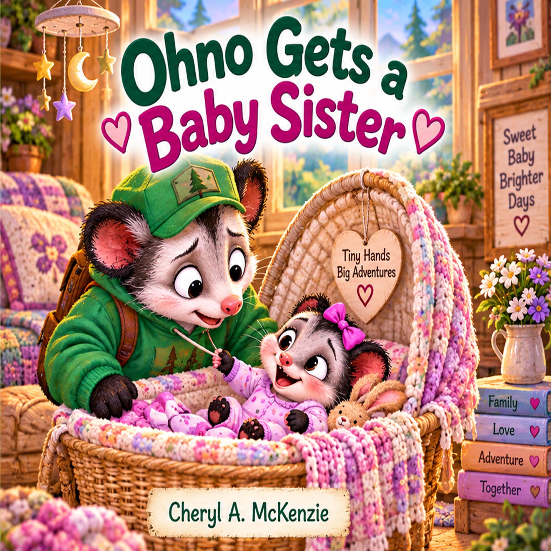 Cover of Ohno Gets a Baby Sister – Ohno the Opossum children's book by Cheryl A. McKenzie