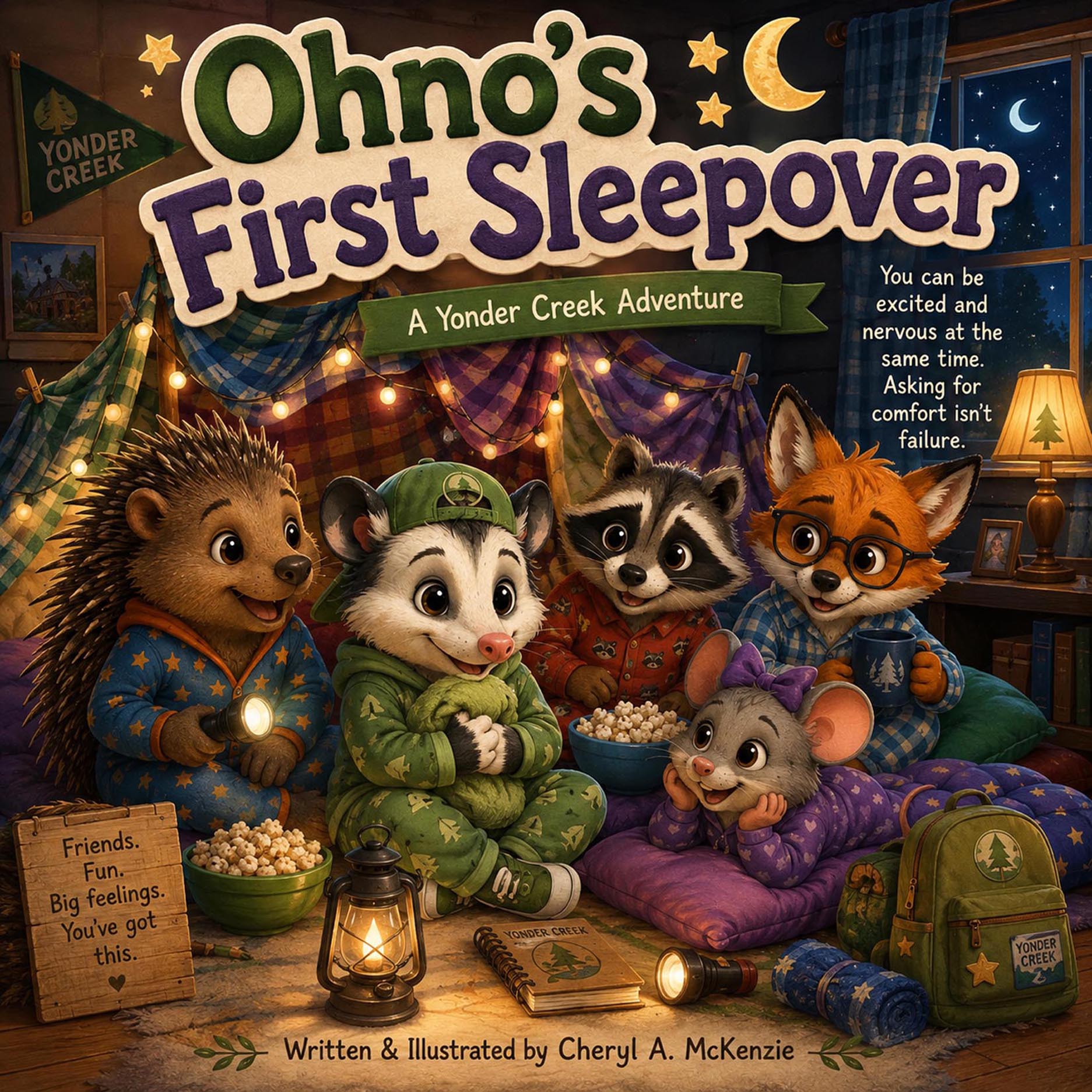 Cover of Ohno's First Sleepover – Ohno the Opossum children's book by Cheryl A. McKenzie