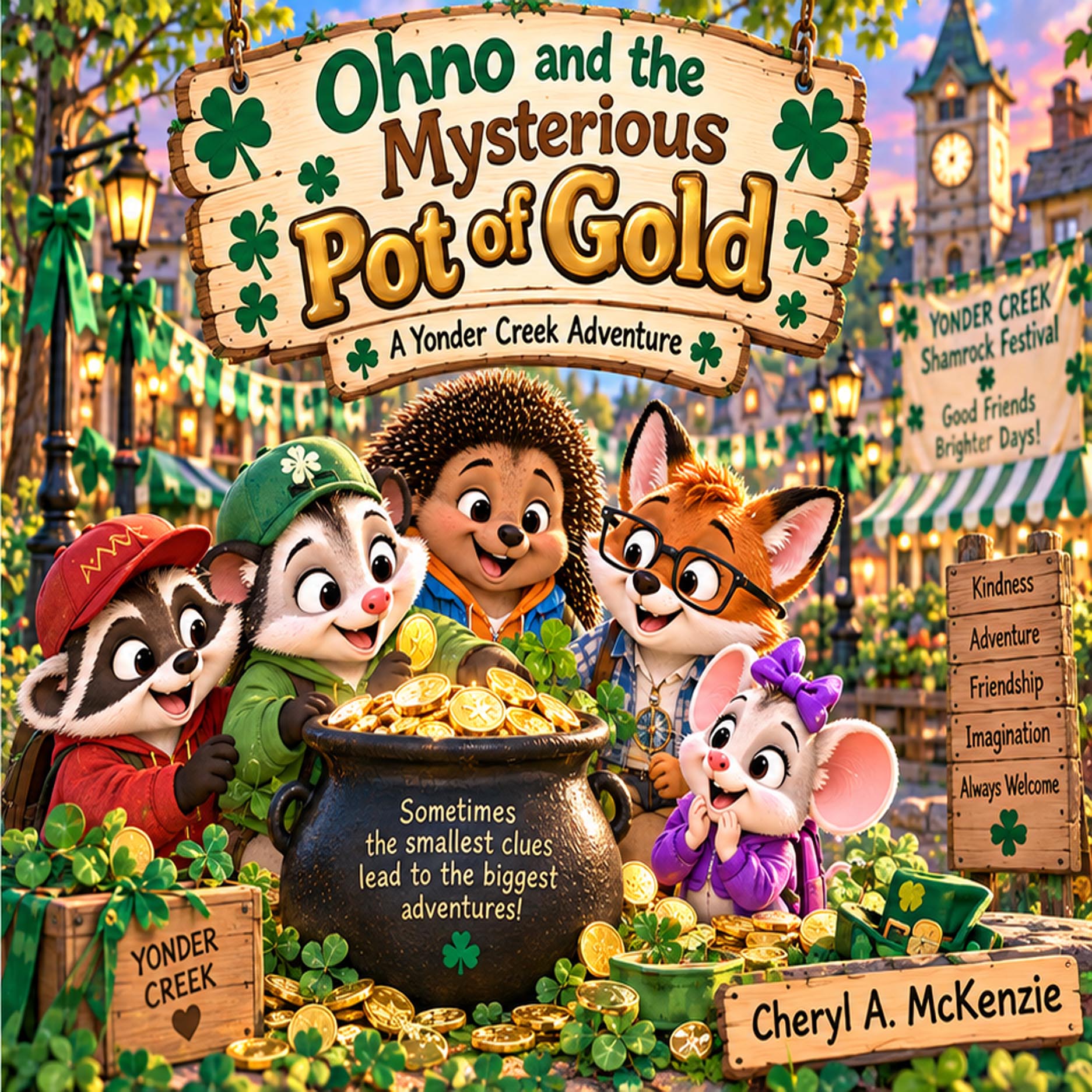 Cover of Ohno and the Mysterious Pot of Gold – Ohno the Opossum holiday children's book by Cheryl A. McKenzie
