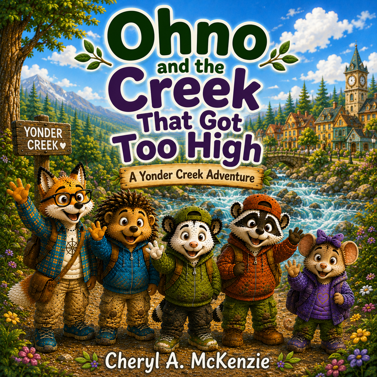 Cover of Ohno and the Creek that got Too High – Ohno the Opossum children's book by Cheryl A. McKenzie