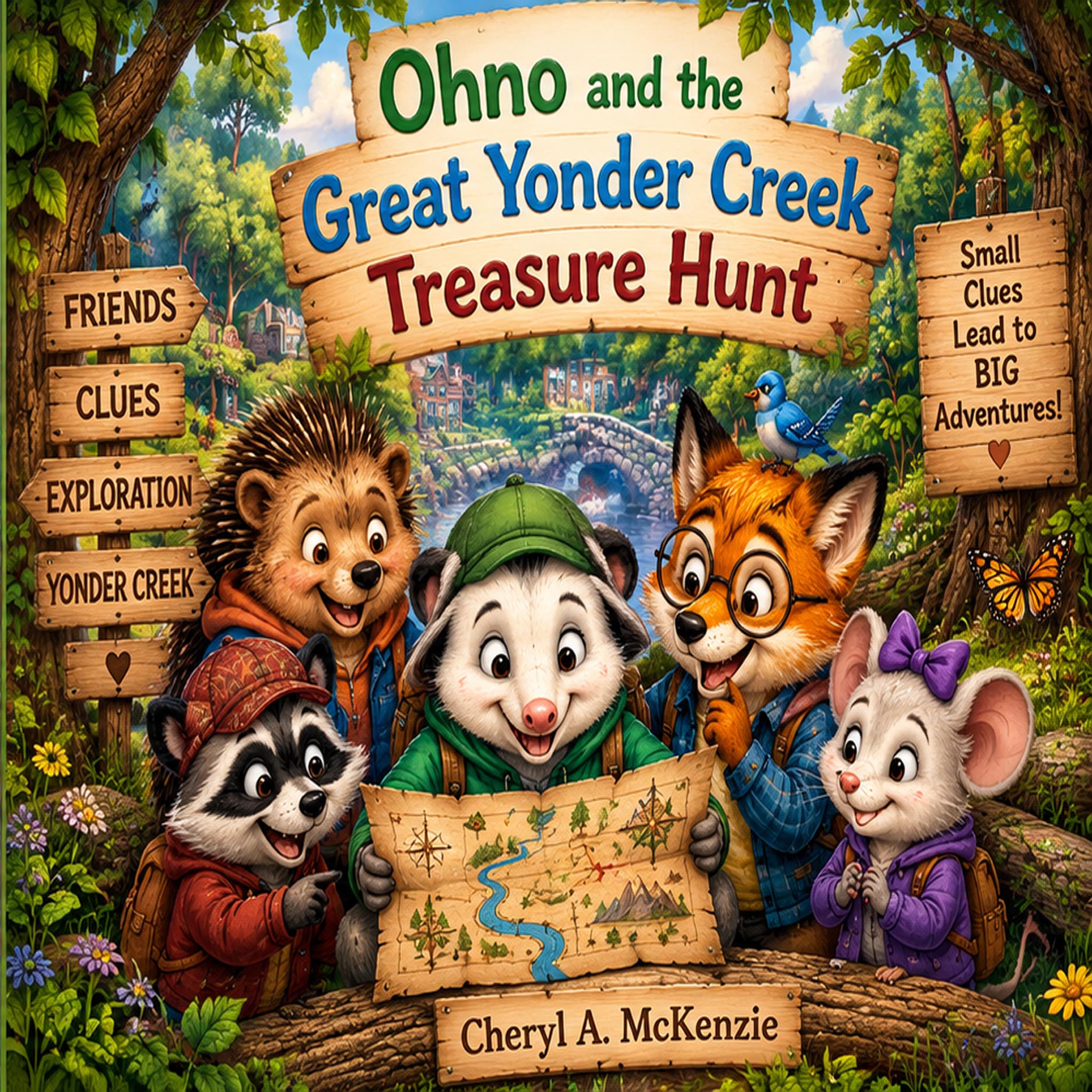 Cover of Ohno and the Great Yonder Creek Treasure Hunt – Ohno the Opossum children's book by Cheryl A. McKenzie
